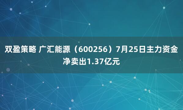 双盈策略 广汇能源（600256）7月25日主力资金净卖出1.37亿元