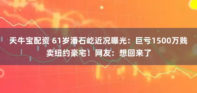 天牛宝配资 61岁潘石屹近况曝光：巨亏1500万贱卖纽约豪宅！网友：想回来了