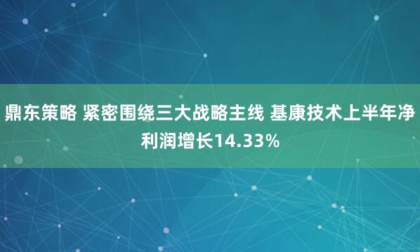 鼎东策略 紧密围绕三大战略主线 基康技术上半年净利润增长14.33%